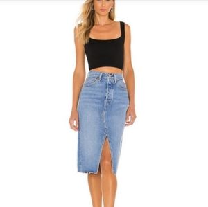 COPY - COPY - NWT LEVI’S DECONSTRUCTED HIGH WAIST SPLIT SKIRT 25